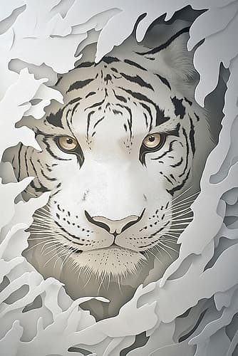 Close-up fantasy of white tigers head Animals Print